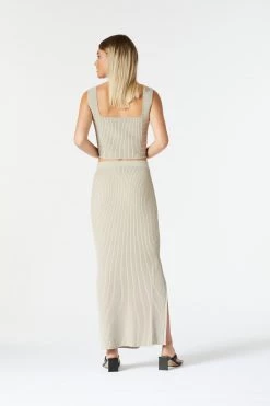 San Sloane Noa Rib Knit Top Oatmeal