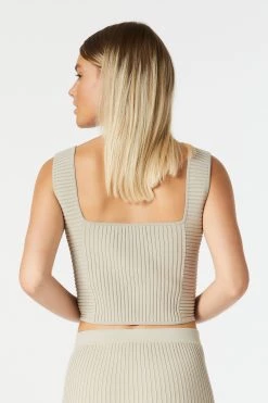 San Sloane Noa Rib Knit Top Oatmeal