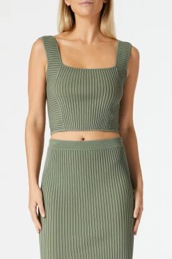 San Sloane Noa Rib Knit Top Khaki