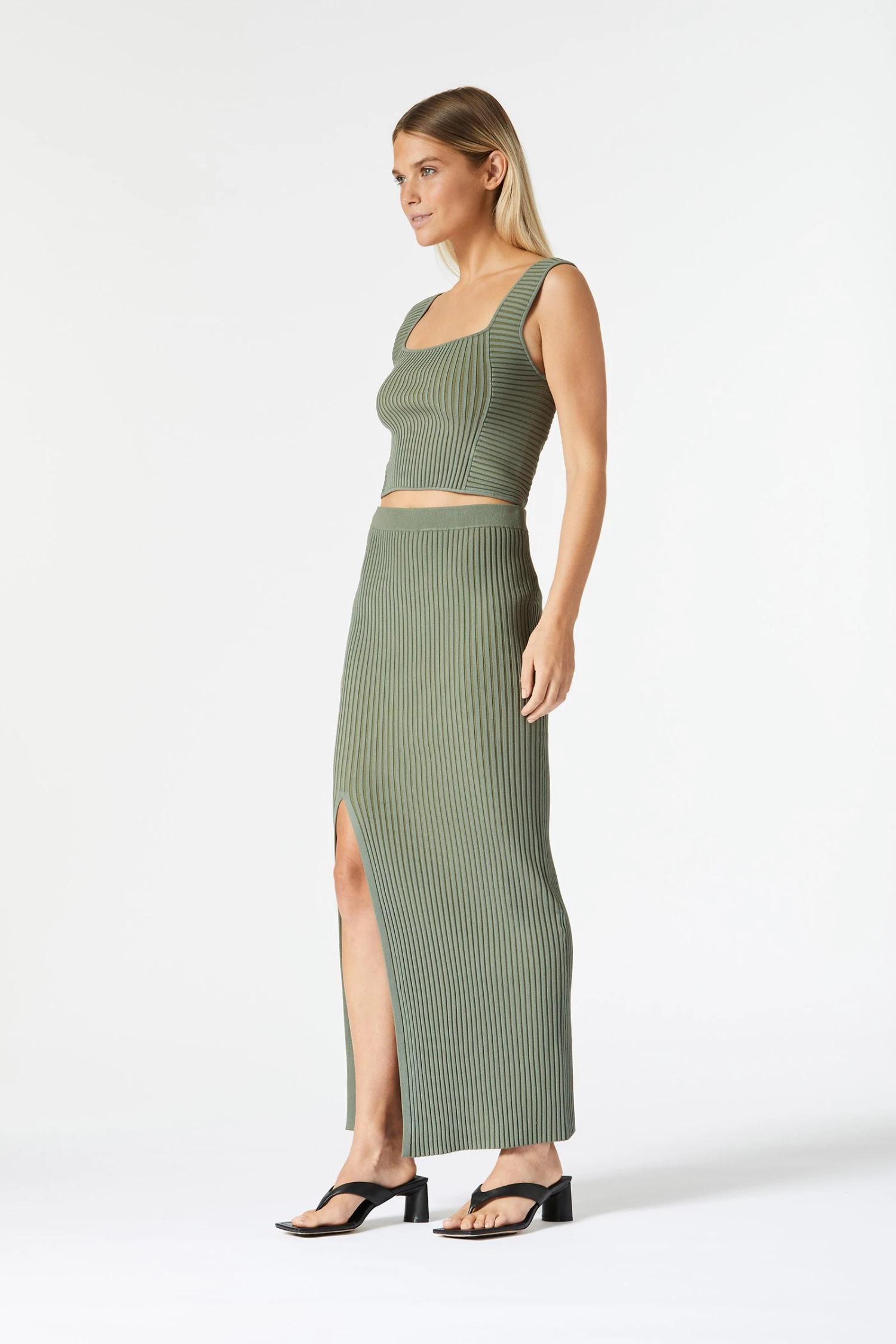 San Sloane Noa Rib Knit Top Khaki 5 San Sloane Noa Rib Knit Top Khaki