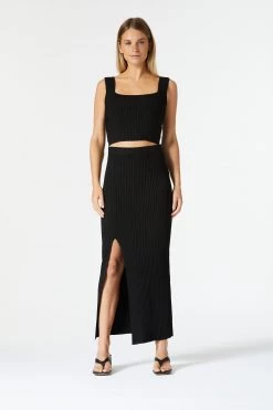 San Sloane Noa Rib Knit Top Black