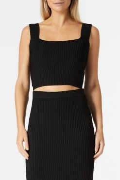 San Sloane Noa Rib Knit Top Black