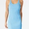 San Sloane Femme Rib Knit Tank Mini Dress Sky Blue