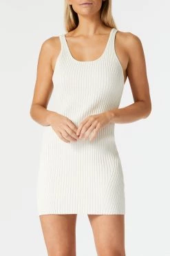 San Sloane Femme Rib Knit Mini Dress Ecru 13 San Sloane Femme Rib Knit Mini Dress Ecru