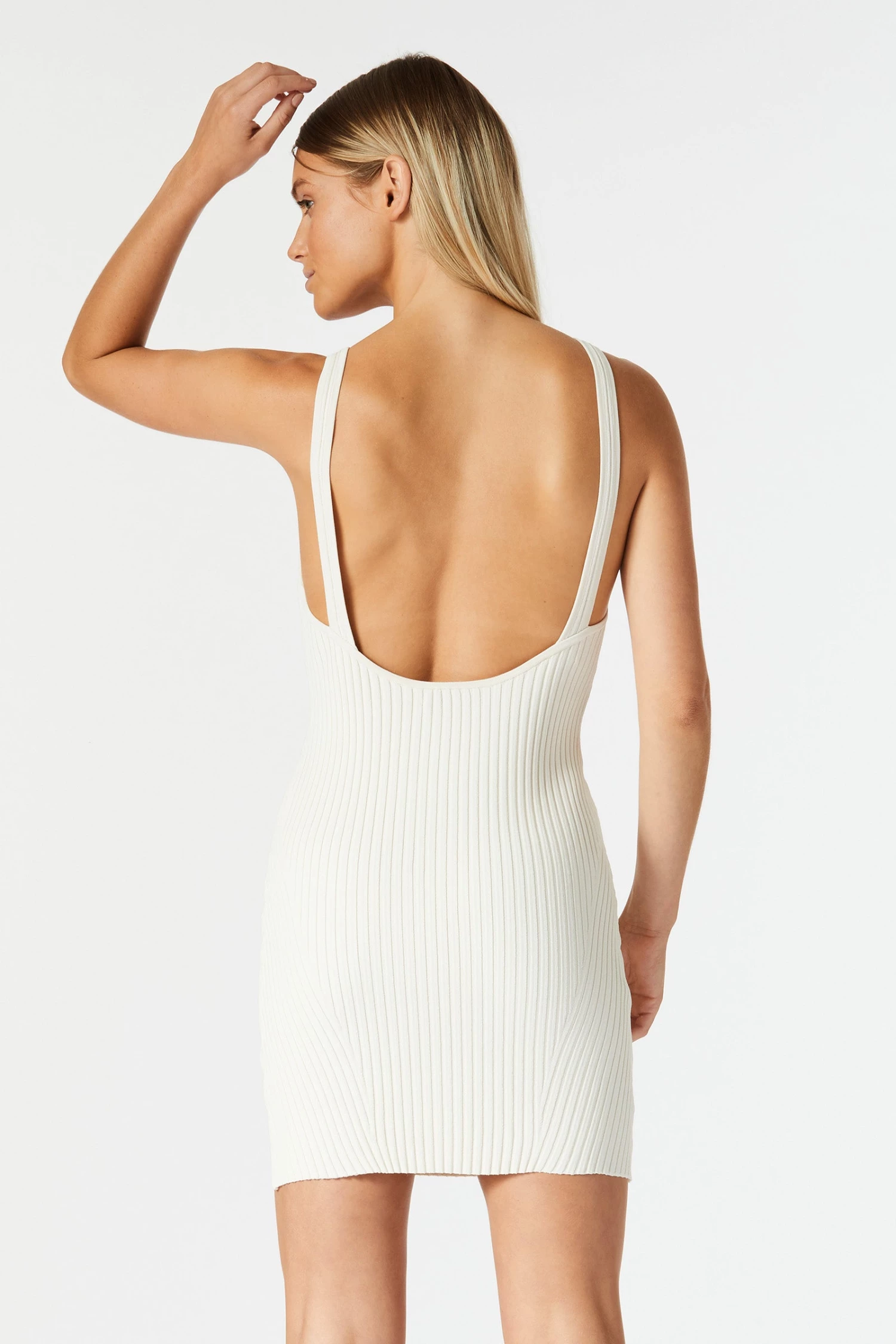 San Sloane Femme Rib Knit Mini Dress Ecru 6 San Sloane Femme Rib Knit Mini Dress Ecru