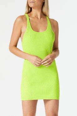 San Sloane Femme Rib Knit Mini Dress Citrus