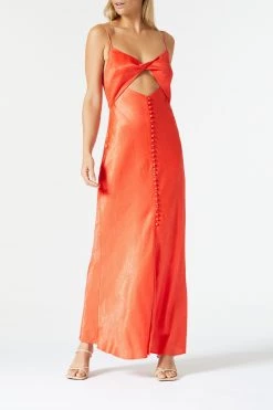 San Sloane Naturale Front Split Midi Dress