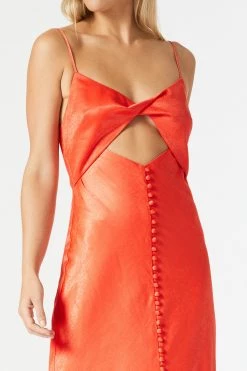 San Sloane Naturale Front Split Midi Dress