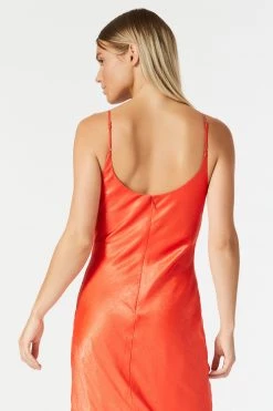 San Sloane Naturale Front Split Midi Dress