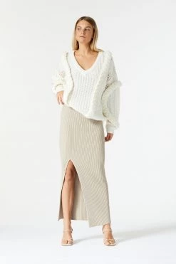 San Sloane Callista Cable Knit White
