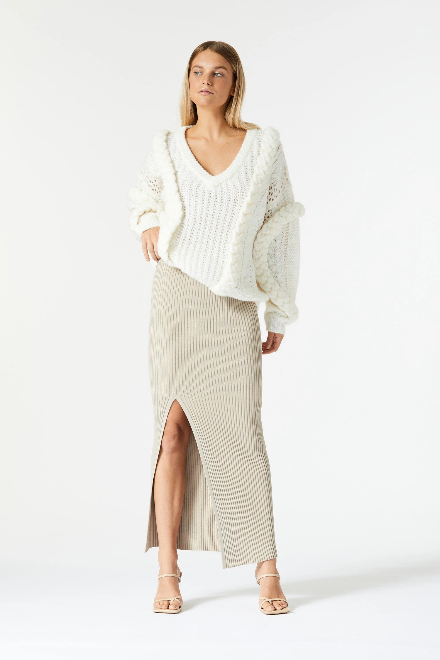San Sloane Callista Cable Knit White 4 San Sloane Callista Cable Knit White
