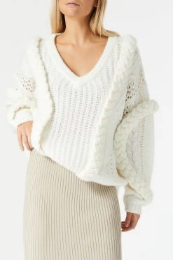 San Sloane Callista Cable Knit White