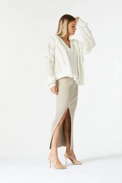 San Sloane Callista Cable Knit White 14 San Sloane Callista Cable Knit White