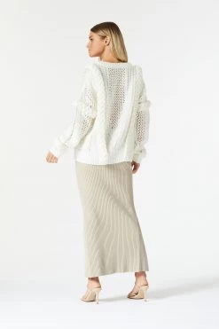 San Sloane Callista Cable Knit White 16 San Sloane Callista Cable Knit White