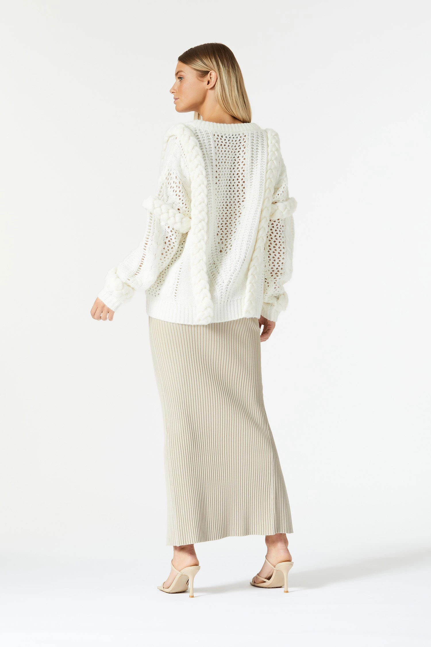 San Sloane Callista Cable Knit White 7 San Sloane Callista Cable Knit White