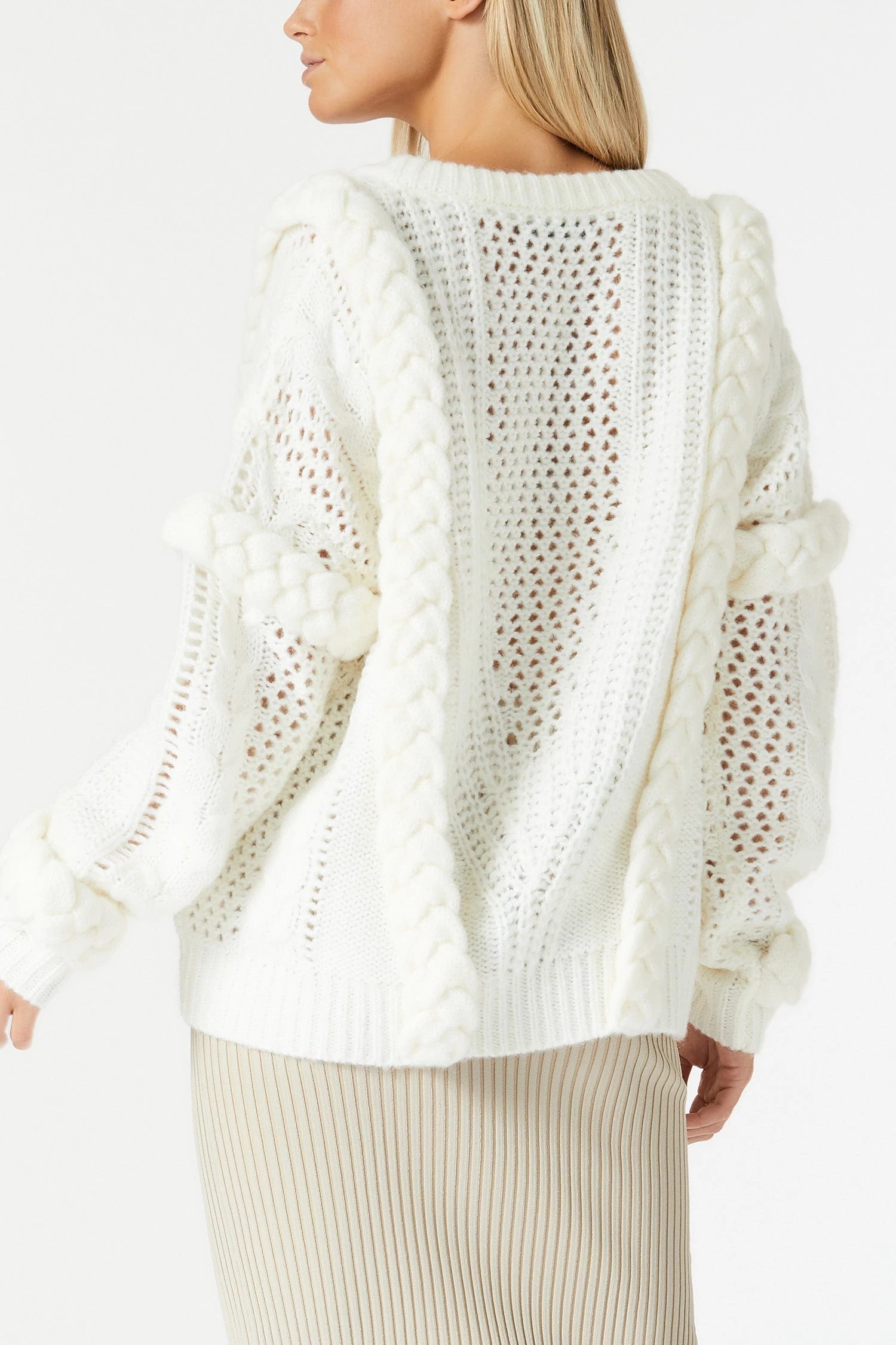 San Sloane Callista Cable Knit White 8 San Sloane Callista Cable Knit White