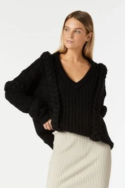 San Sloane Callista Cable Knit Black 17 San Sloane Callista Cable Knit Black