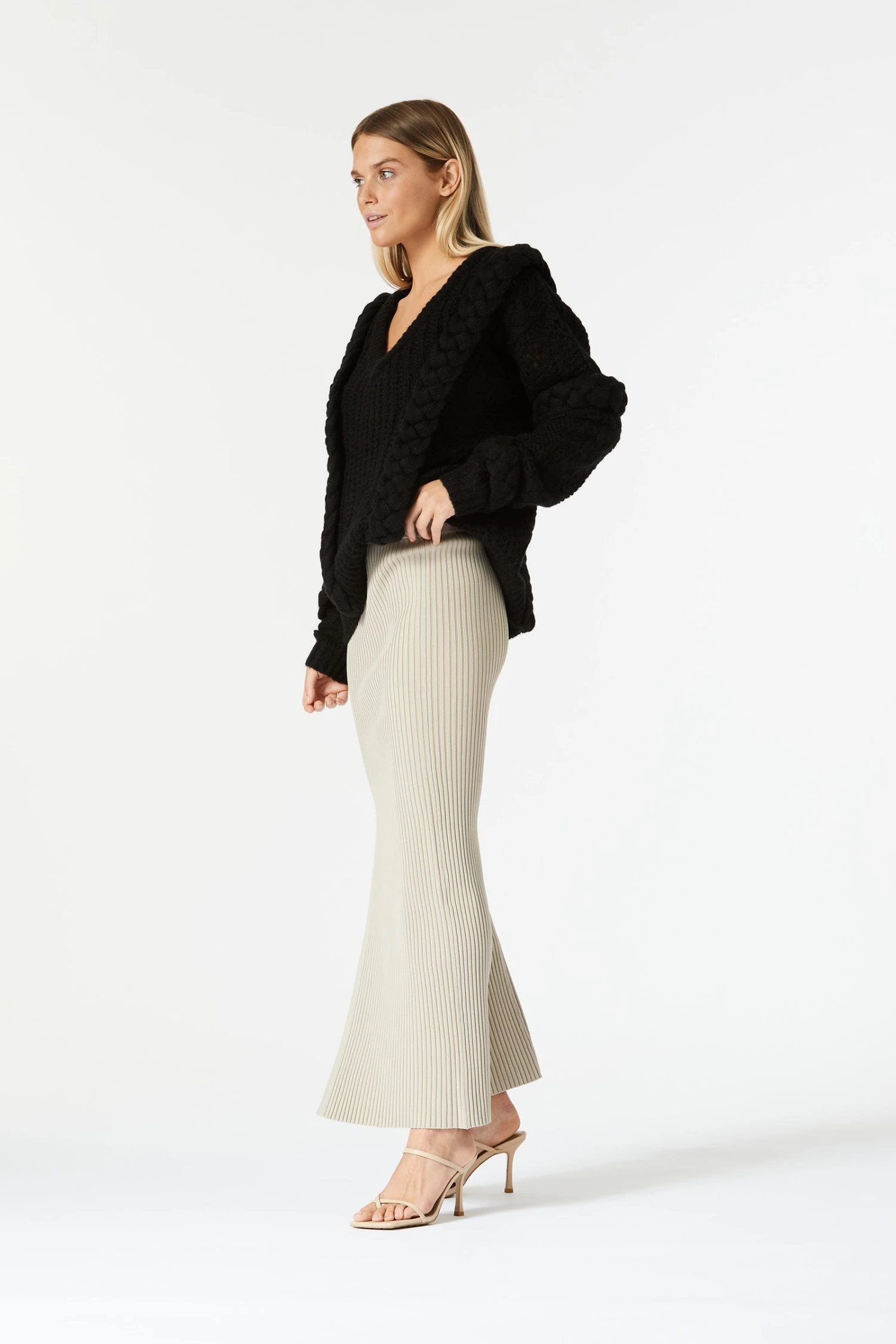 San Sloane Callista Cable Knit Black 9 San Sloane Callista Cable Knit Black