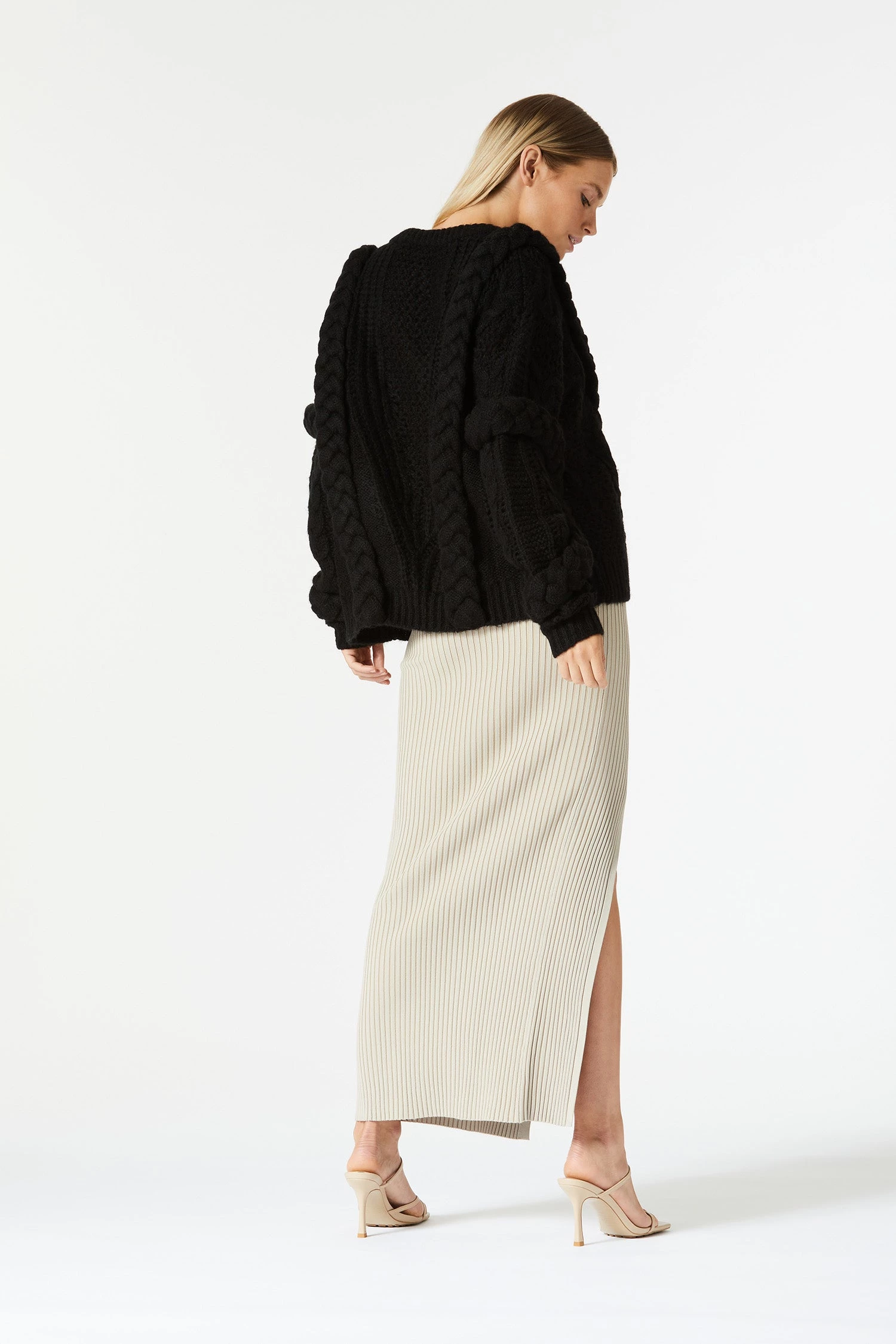 San Sloane Callista Cable Knit Black 11 San Sloane Callista Cable Knit Black