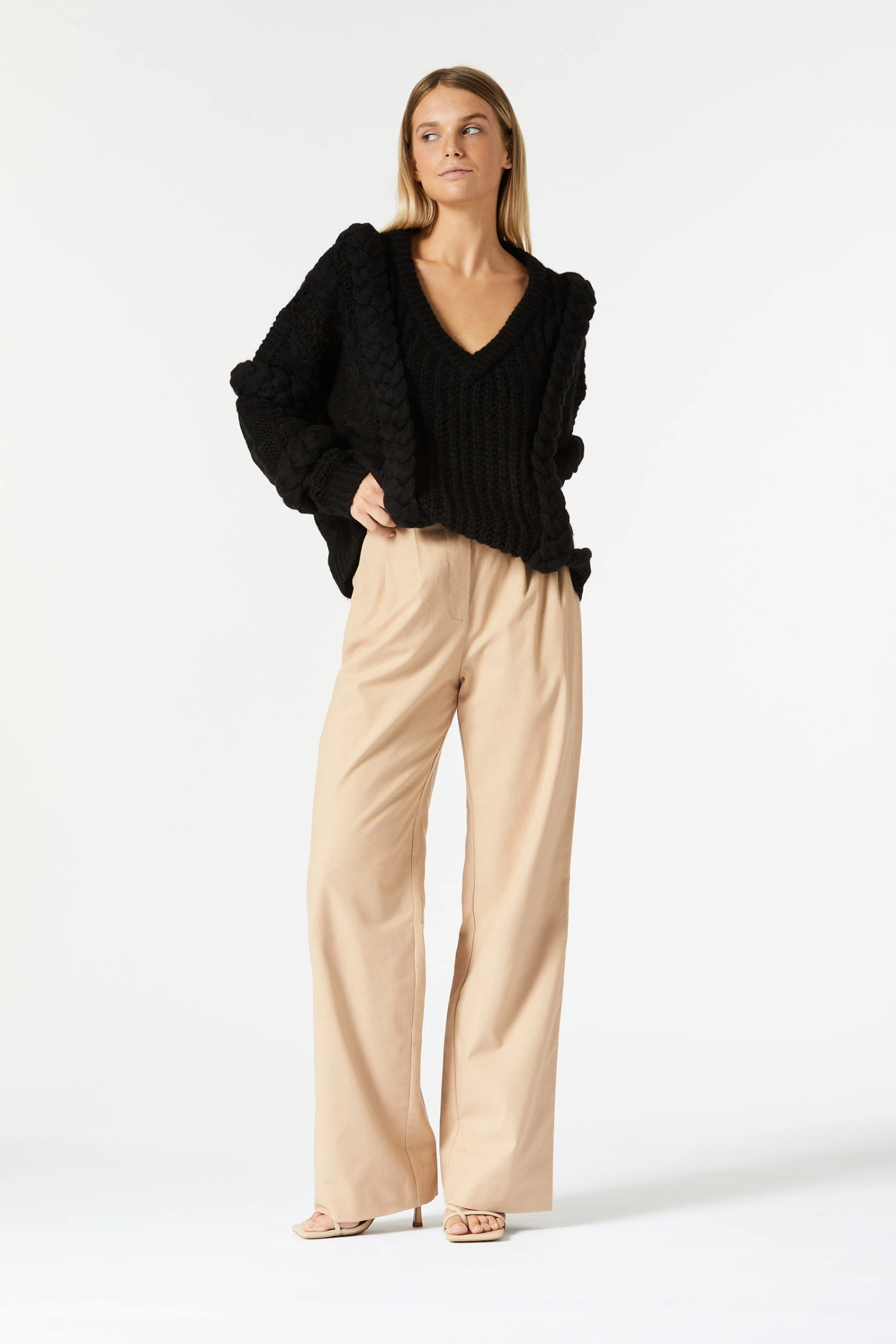 San Sloane Callista Cable Knit Black 4 San Sloane Callista Cable Knit Black