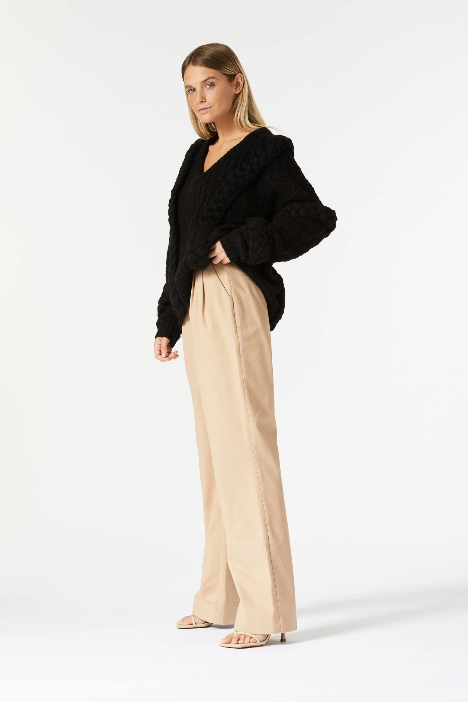 San Sloane Callista Cable Knit Black 5 San Sloane Callista Cable Knit Black