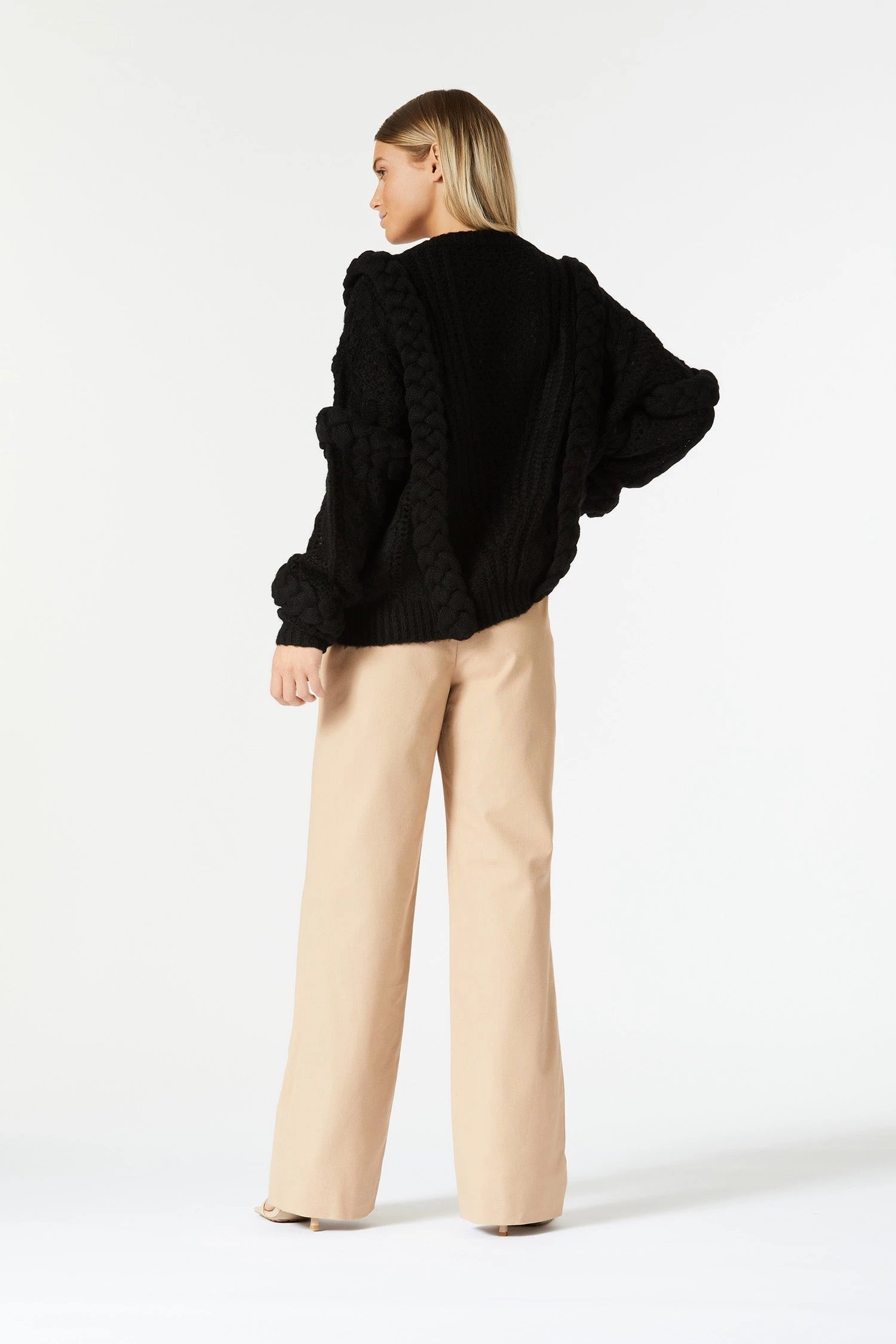 San Sloane Callista Cable Knit Black 6 San Sloane Callista Cable Knit Black