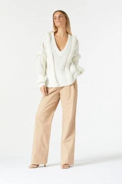 San Sloane Callista Cable Knit White 18 San Sloane Callista Cable Knit White