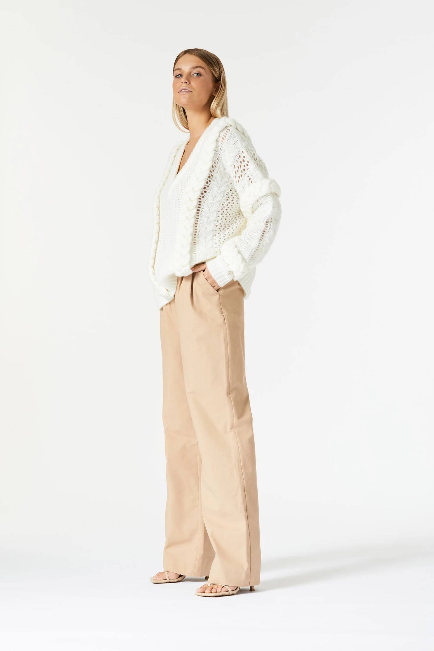 San Sloane Callista Cable Knit White 11 San Sloane Callista Cable Knit White