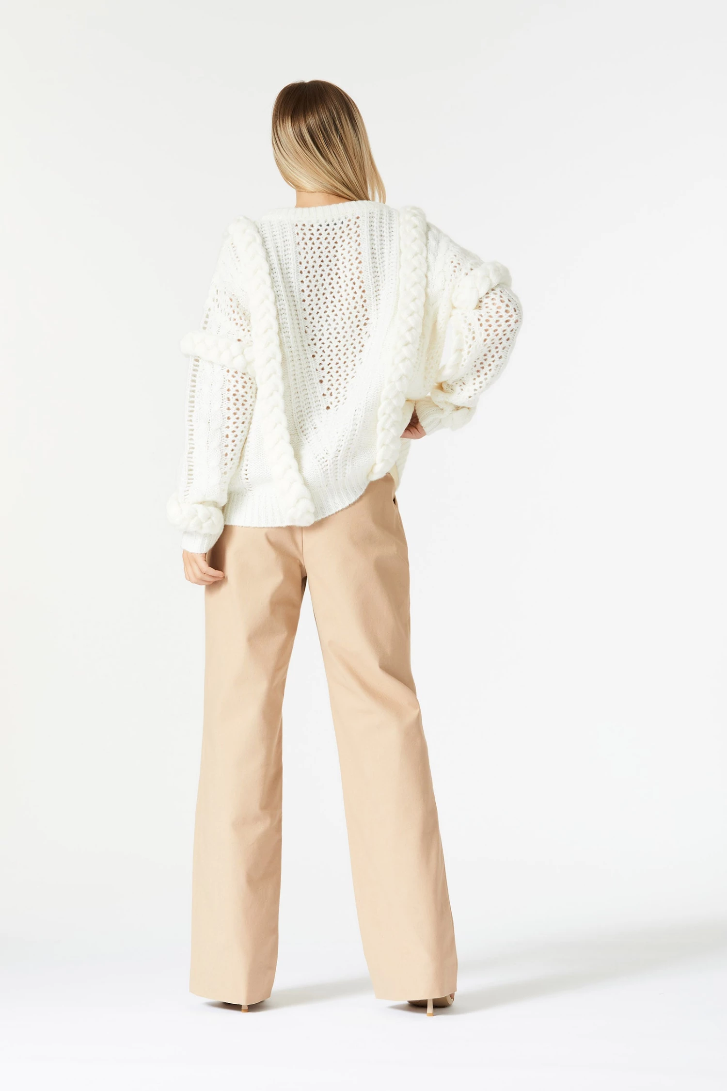 San Sloane Callista Cable Knit White 12 San Sloane Callista Cable Knit White