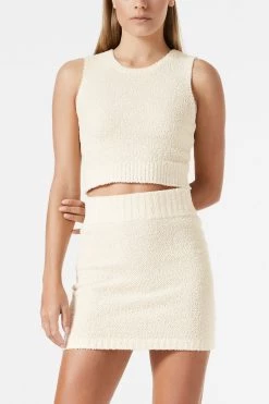 San Sloane Micah Boucle Knit Mini Skirt Beige