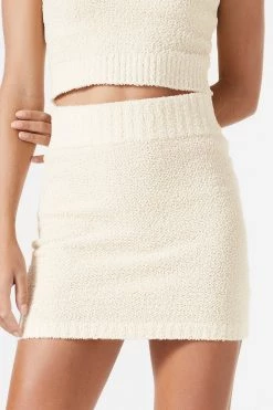 San Sloane Micah Boucle Knit Mini Skirt Beige