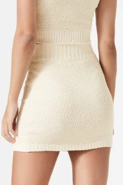 San Sloane Micah Boucle Knit Mini Skirt Beige