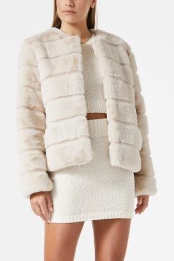 San Sloane Margot Faux Fur Jacket Light Tan