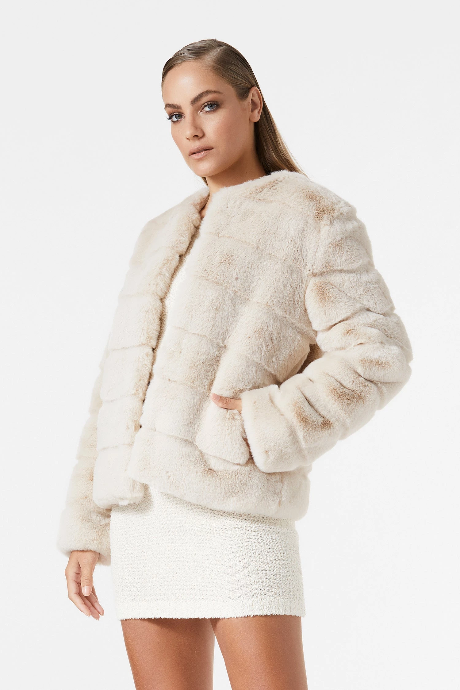 San Sloane Margot Faux Fur Jacket Light Tan 5 San Sloane Margot Faux Fur Jacket Light Tan