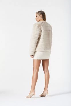 San Sloane Margot Faux Fur Jacket Light Tan 10 San Sloane Margot Faux Fur Jacket Light Tan