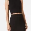 San Sloane Renan Crop Boucle Knit Tank Black