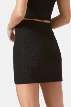 San Sloane Micah Boucle Knit Mini Skirt Black
