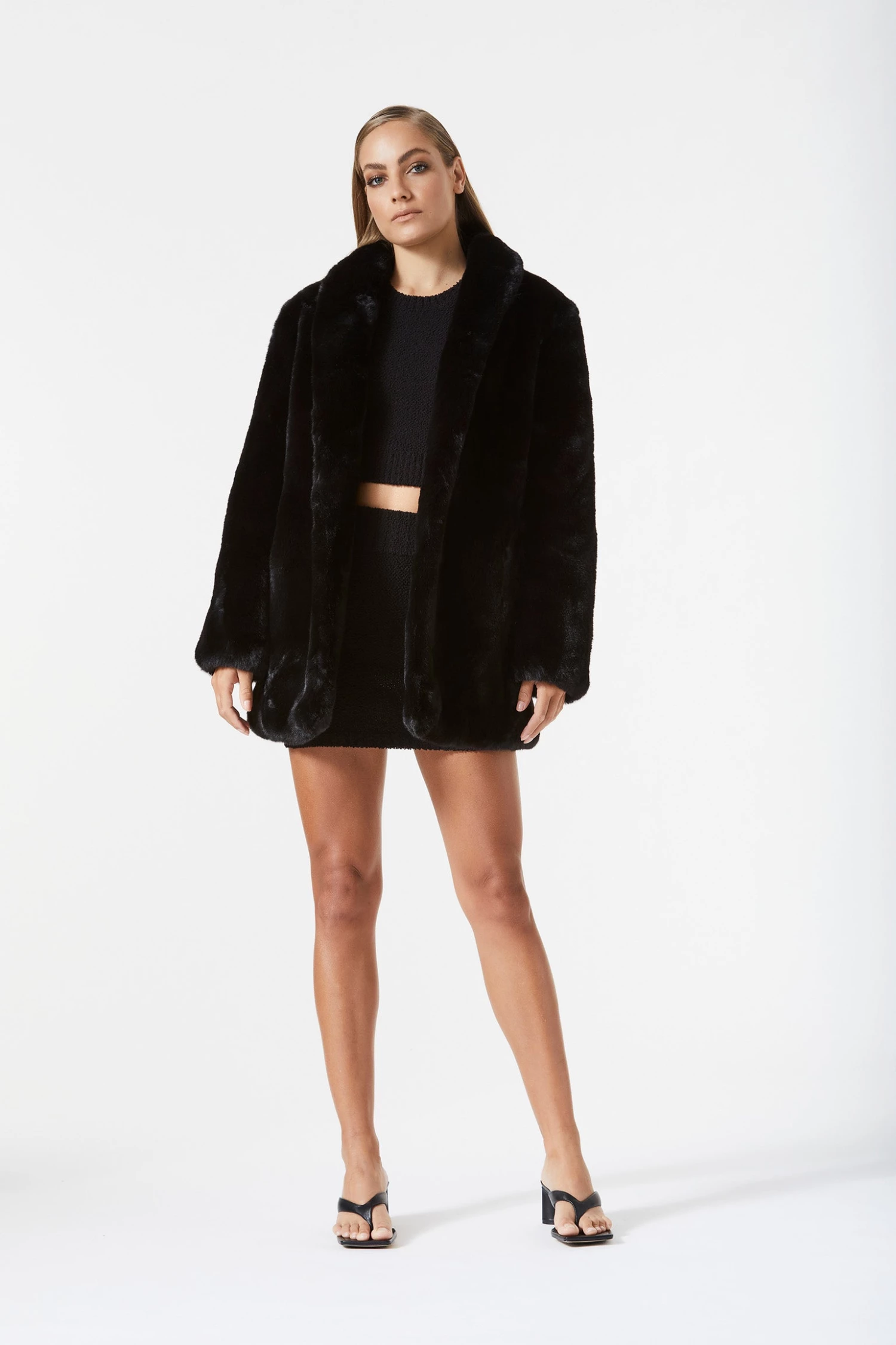 San Sloane Crawford Faux Fur Jacket Black 6 San Sloane Crawford Faux Fur Jacket Black