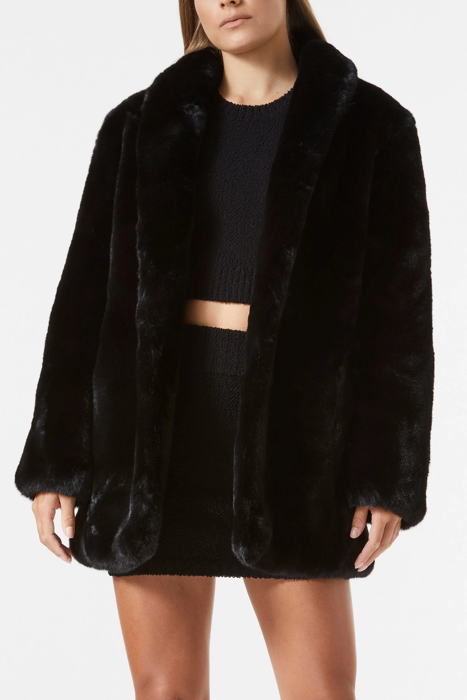 San Sloane Crawford Faux Fur Jacket Black 3 San Sloane Crawford Faux Fur Jacket Black