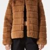 San Sloane Margot Faux Fur Jacket Toffee