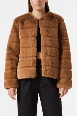 San Sloane Margot Faux Fur Jacket Toffee