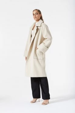 San Sloane Yvette Wool Coat Ecru
