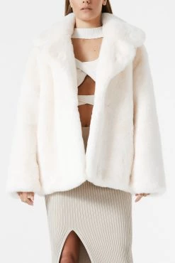 San Sloane Dahlia Faux Fur Jacket Cream