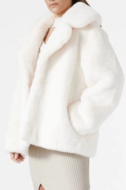 San Sloane Dahlia Faux Fur Jacket Cream