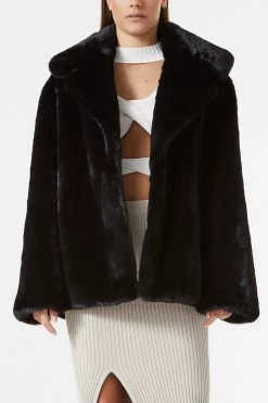 San Sloane Dahlia Faux Fur Jacket Black