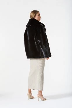 San Sloane Dahlia Faux Fur Jacket Black