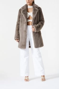 San Sloane Andromeda Faux Fur Jacket Ash