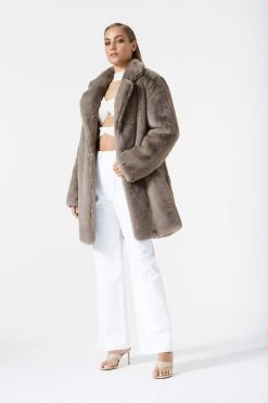 San Sloane Andromeda Faux Fur Jacket Ash