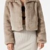 San Sloane Lyra Faux Fur Jacket Taupe