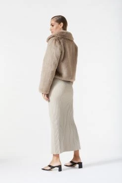 San Sloane Lyra Faux Fur Jacket Taupe